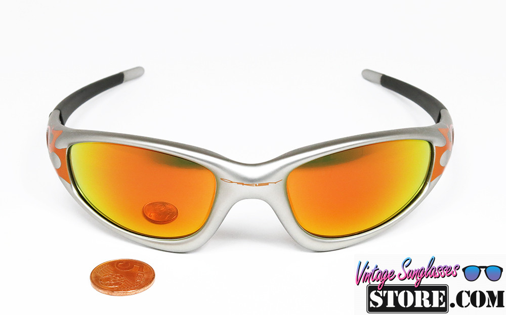 OAKLEY Straight Jacket Metallic Gray Orange Flame FIRE IRIDIUM sunglasses