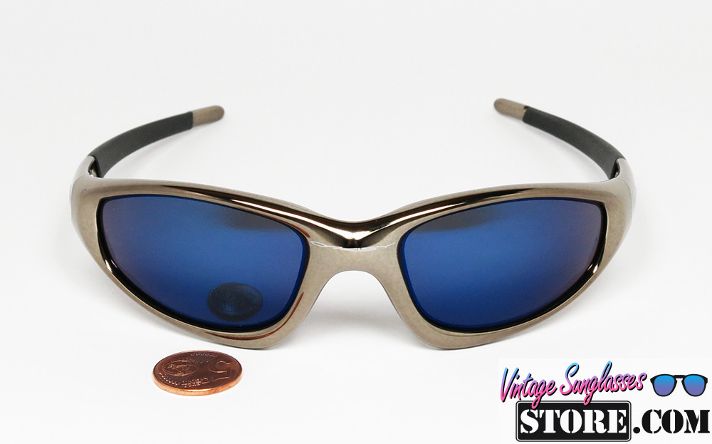 OAKLEY Straight Jacket BLACK CHROME-ICE BLUE MIRROR Wrap SPORT sunglasses