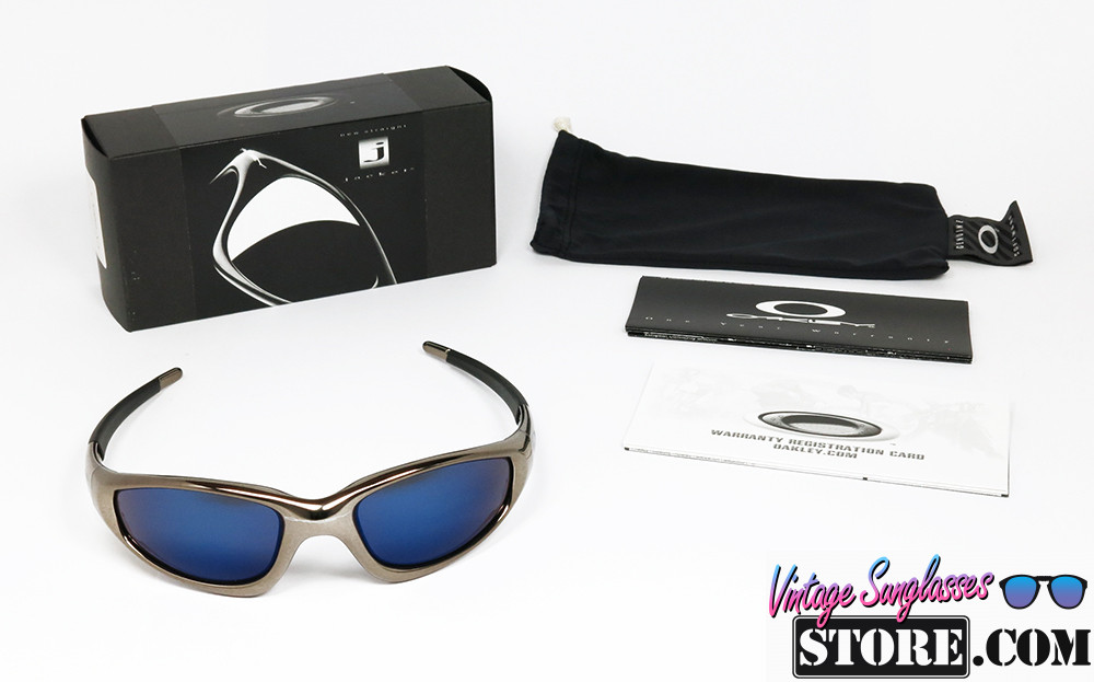 OAKLEY Straight Jacket BLACK CHROME-ICE BLUE MIRROR Wrap SPORT sunglasses
